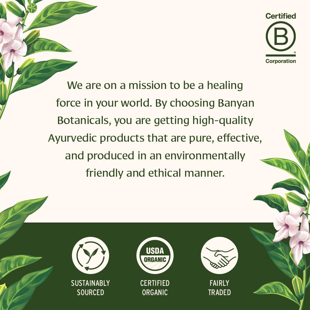 Banyan Botanicals Organic Ashwagandha - 1000mg per Serving - Cortisol Manager & Stress Relief Supplement - Adrenal Support for Mood, Restful Sleep & Muscle Recovery - 180 Tablets - Non-GMO, Vegan* - Maple Wellness Supplements
