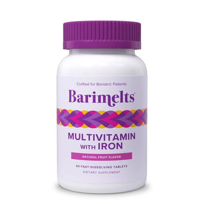 BariMelts Bariatric Multivitamin with Iron, 60 Fast-Dissolving Tablets (1-Month Supply), Sugar-Free Bariatric Vitamins for Women, Natural Fruit Flavor - Maple Wellness Supplements