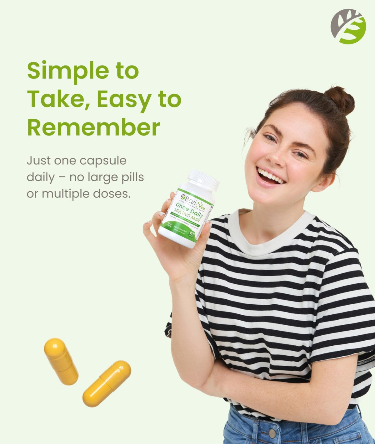 BariSlim Once Daily Bariatric Multivitamin Capsule - 45mg of Iron - Bariatric Vitamin & Supplement for Post Bariatric Surgery Including Gastric Bypass & Gastric Sleeve | 90 Day Supply - Maple Wellness Supplements