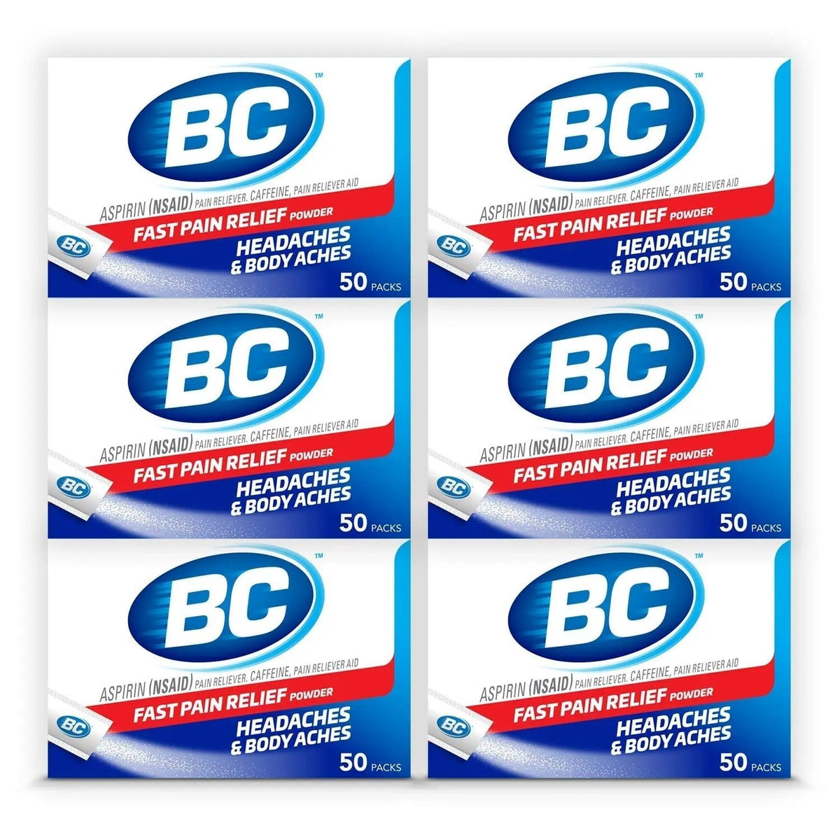 BC Powder Original Strength Pain Reliever, 50 Powder Sticks, 50 Count(Pack of 6) - Maple Wellness Supplements