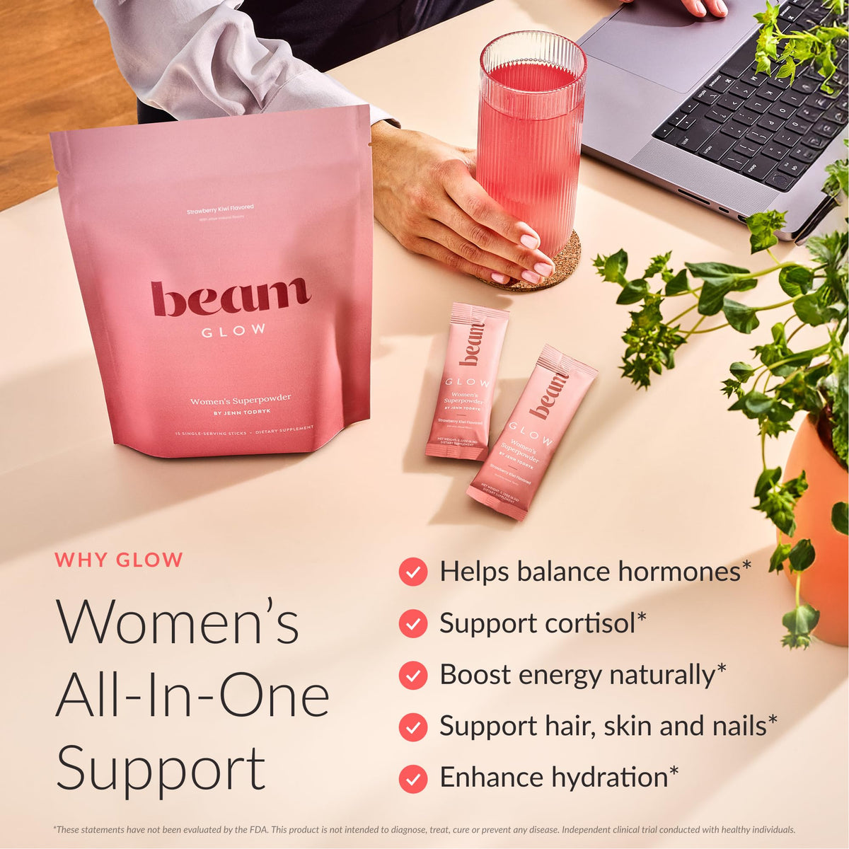 Beam Glow Hormone Balance Supplement for Women – Cortisol Supplement for Women, PMS Relief Supplement, Perimenopause & PCOS Support, Womens Vitamins, - Maple Wellness Supplements
