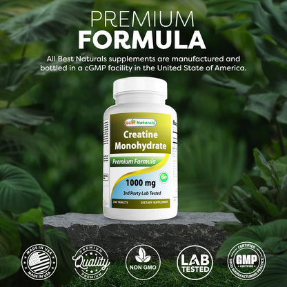 Best Naturals Creatine Monohydrate 1000 mg 240 Tablets - Maple Wellness Supplements