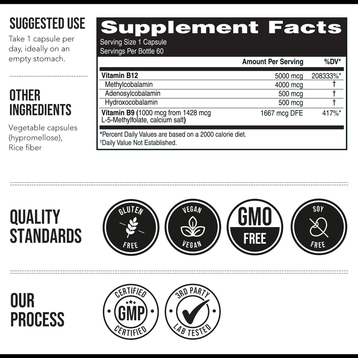 BioActive Vitamin B12 - 5000 mcg, Contains 3 BioActive Forms B12 Plus Methylfolate Cofactor - Methyl B12, Adenosyl B12 & Hydroxy B12 | Supports Energy - Maple Wellness Supplements