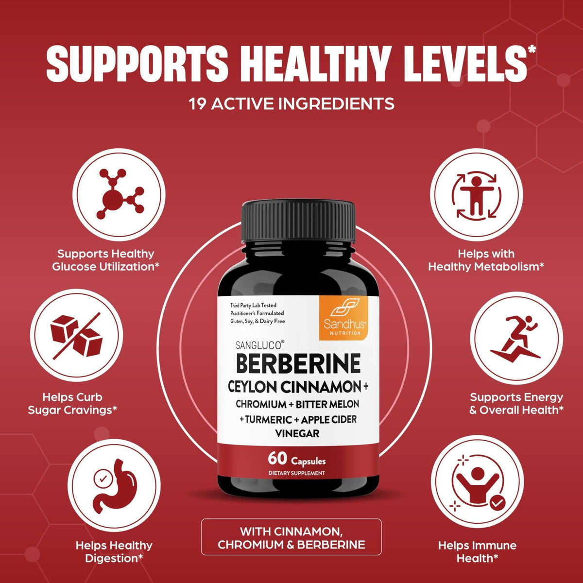 Blood Sugar Support Complex Supplement | Supports Healthy Blood Sugar Levels Already Within Normal Range | With Berberine, Cinnamon, Chromium, Turmeric - Maple Wellness Supplements