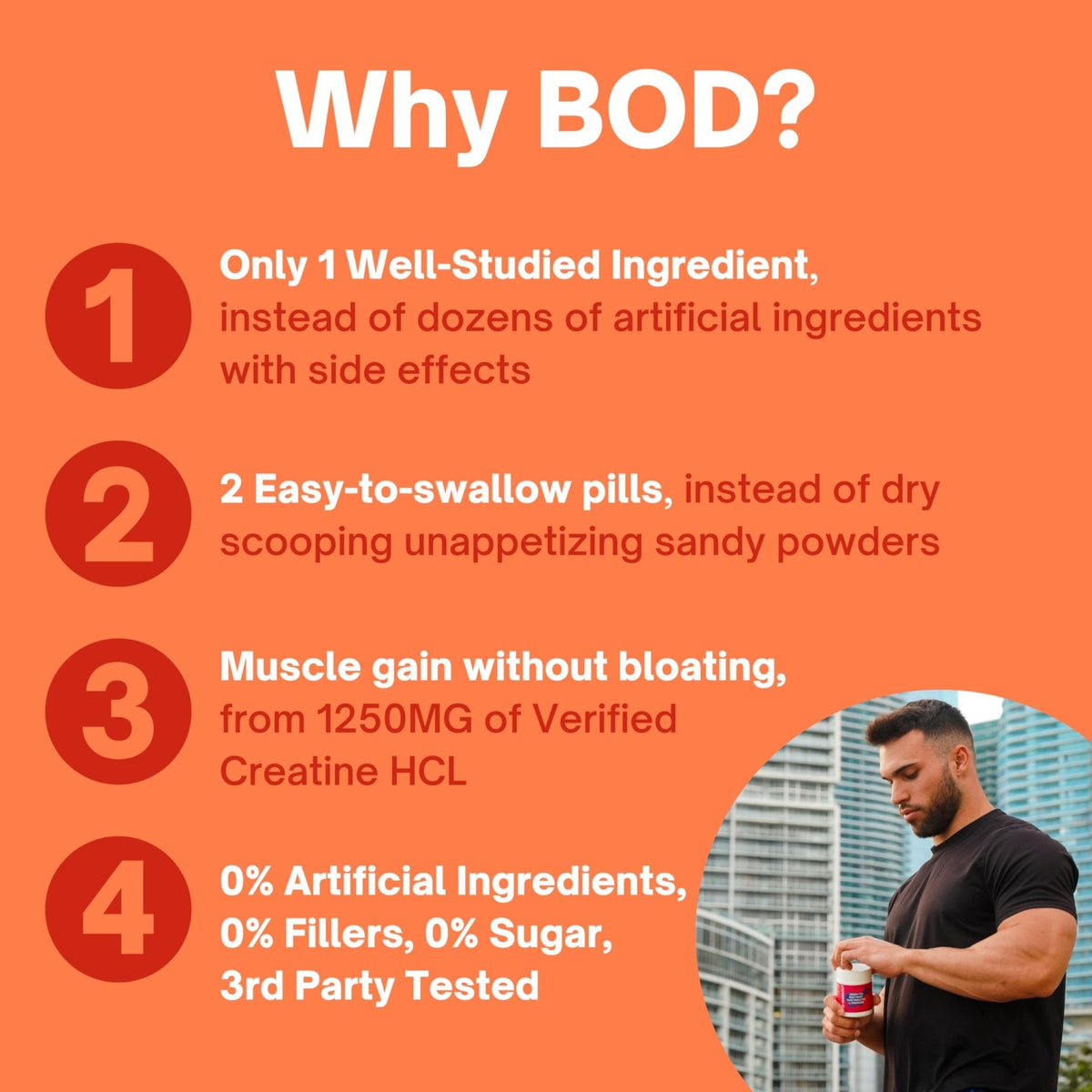 Bod Creatine HCL Capsules – 150 Pills | Creatine Hydrochloride Supplement for Men & Women | Easy-to-Swallow Alternative to Monohydrate Powder, Unflavored & Keto-Friendly - Maple Wellness Supplements