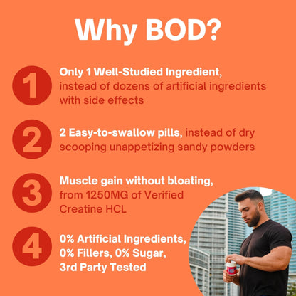 Bod Creatine HCL Capsules – 150 Pills | Creatine Hydrochloride Supplement for Men & Women | Easy-to-Swallow Alternative to Monohydrate Powder, Unflavored & Keto-Friendly - Maple Wellness Supplements