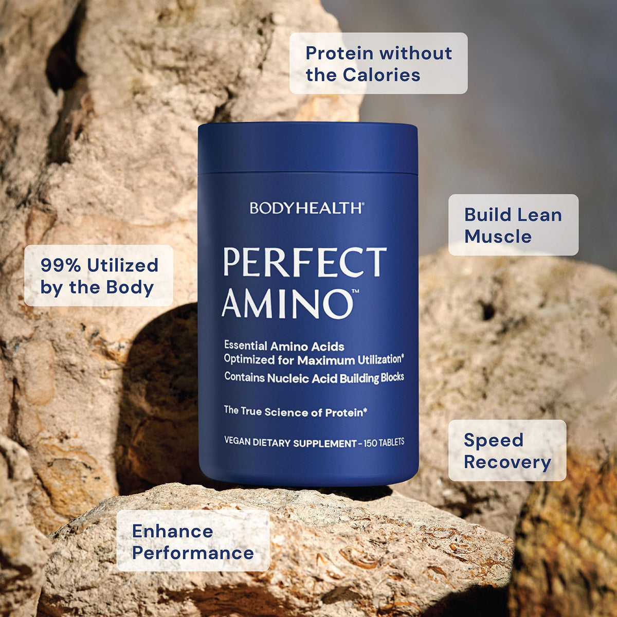 BodyHealth PerfectAmino, Essential Amino Acid with BCAAs + Lysine, Phenylalanine, Threonine, Methionine, Tryptophan, Supplement for Muscle Mass Production, - Maple Wellness Supplements
