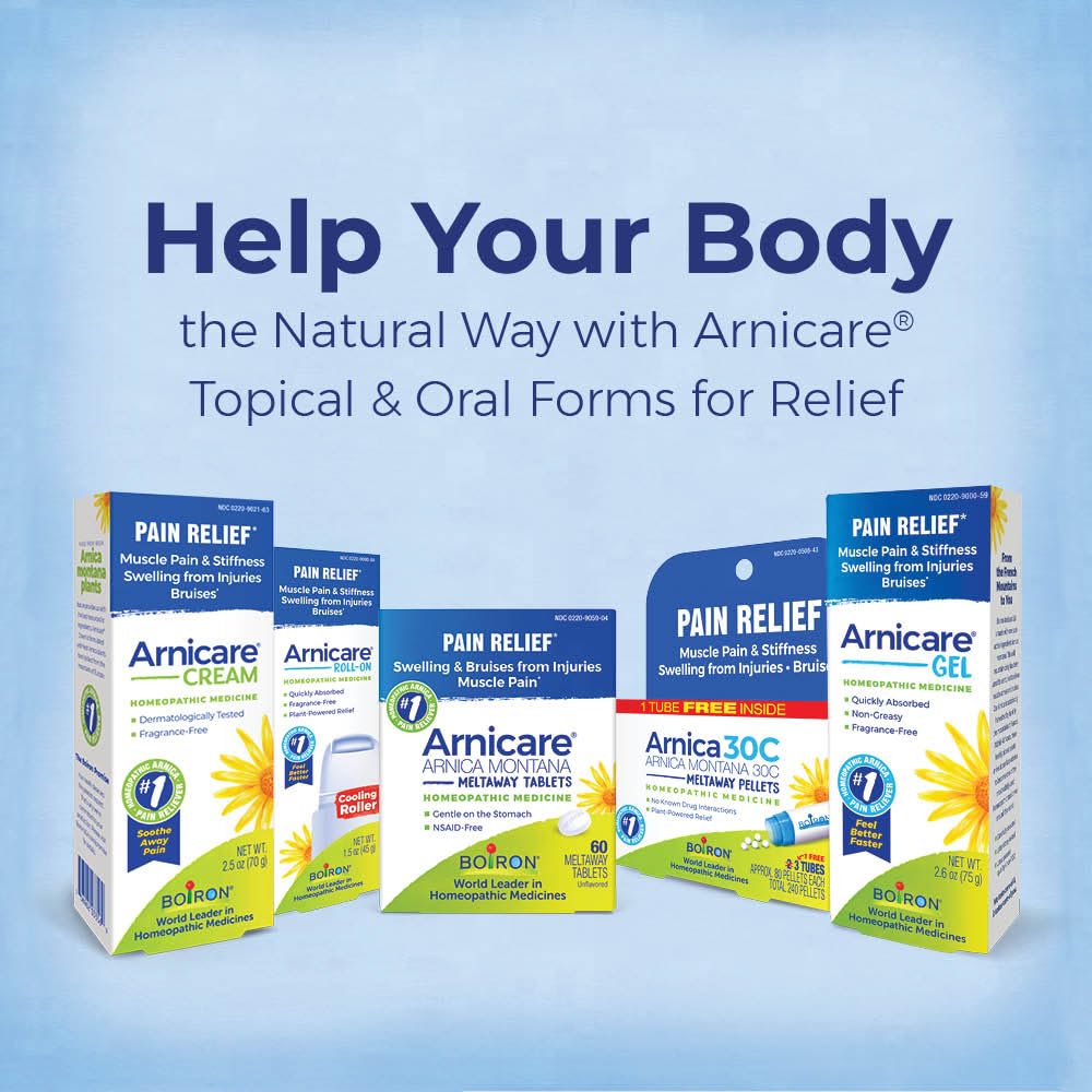 Boiron Arnicare Gel for Relief of Joint Pain, Muscle Pain, Muscle Soreness, and Swelling from Bruises or Injury - Non-greasy and Fragrance-Free - 4.2 oz - Maple Wellness Supplements