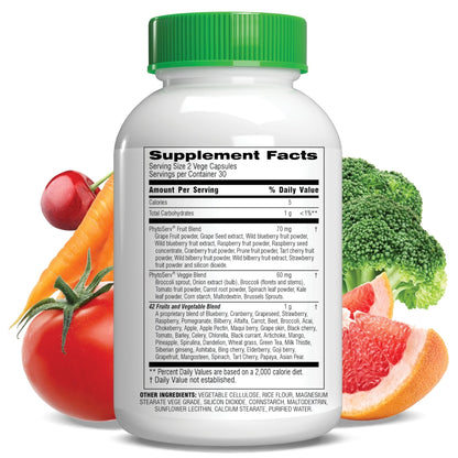 Botanic Choice Since 1910 - Mega Fruits & Veggies Blend - 42 Fruits and Vegetables - 2 Caps Daily - 60 Count Supplement - Maple Wellness Supplements
