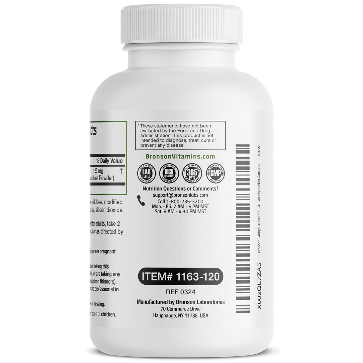 Bronson Ginkgo Biloba Extra Strength Supports Brain Function & Memory Support, 120 Vegetarian Capsules - Maple Wellness Supplements