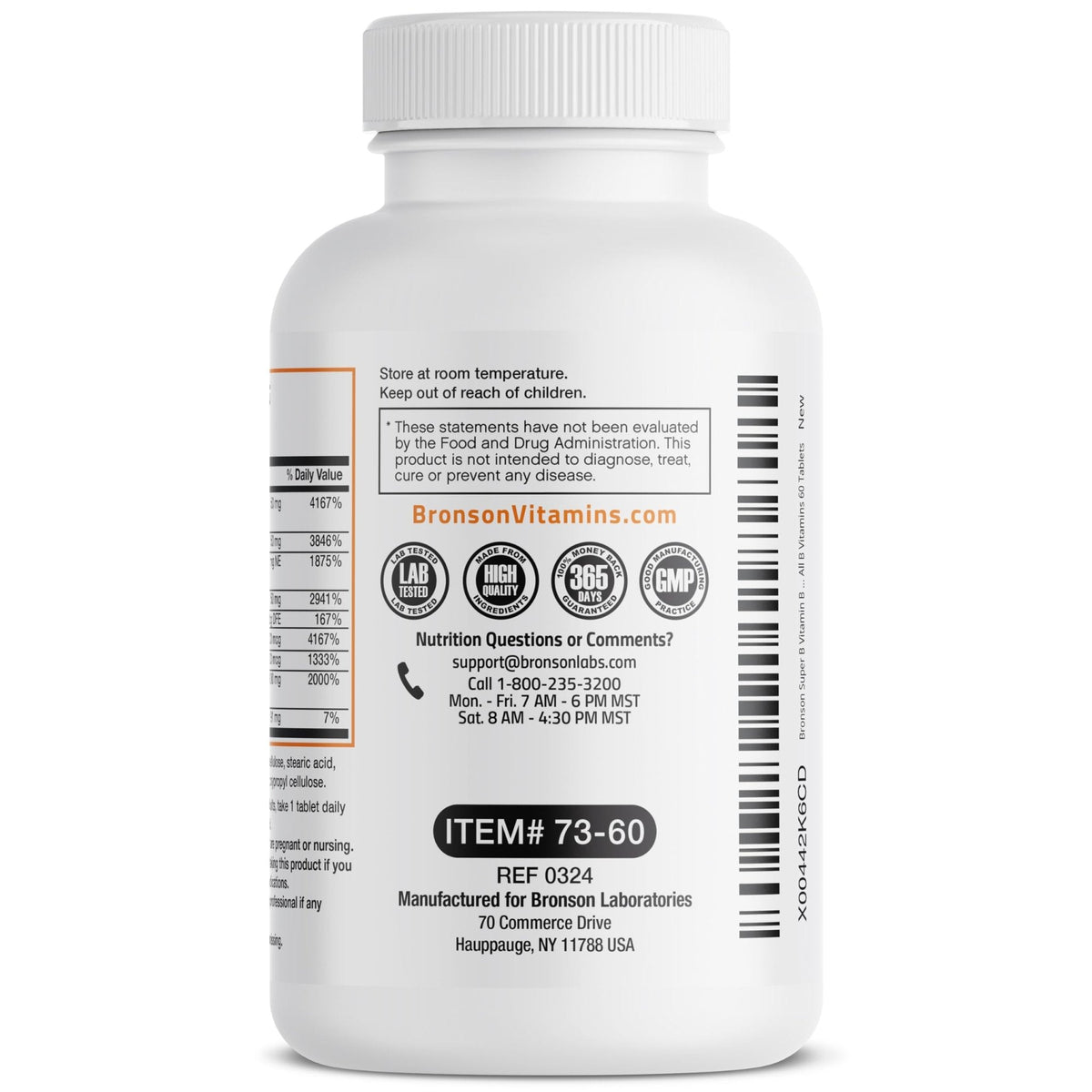 Bronson Super B Vitamin B Complex Sustained Slow Release (Vitamin B1, B2, B3, B6, B9 - Folic Acid, B12) Contains All B Vitamins 60 Tablets - Maple Wellness Supplements