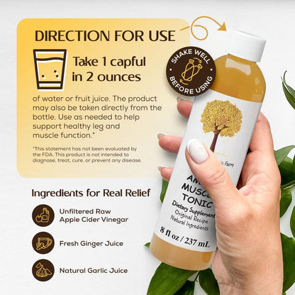 Caleb Treeze Old Amish Muscle Tonic 8 fl oz, Leg & Foot Cramps Relief, Restless Legs, Muscle Cramps & Spasm Relief - Pack of 6 - Maple Wellness Supplements