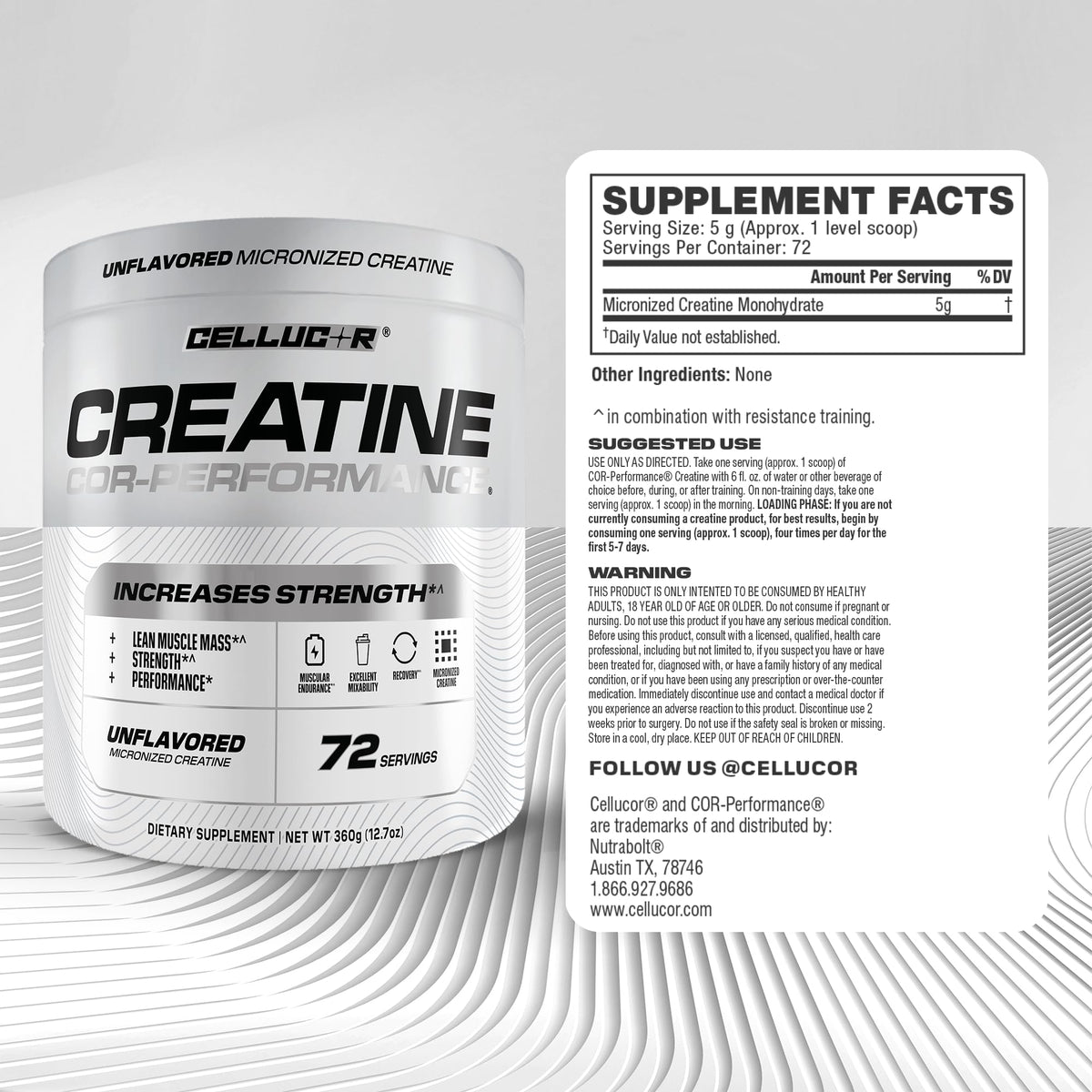Cellucor Cor-Performance Creatine Monohydrate for Strength and Muscle Growth, 72 Servings - Maple Wellness Supplements