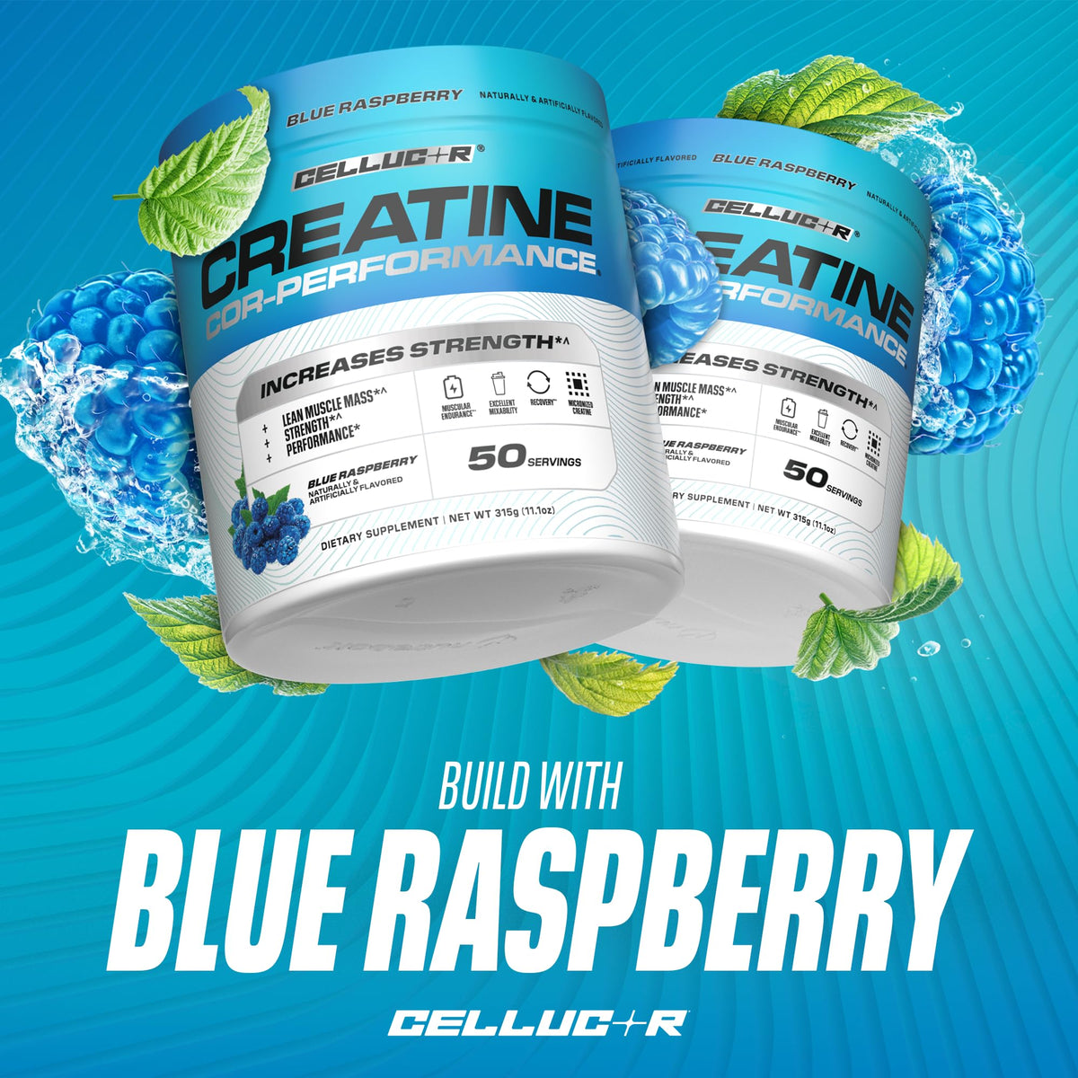 Cellucor Creatine Powder, Blue Raspberry Flavor - Increases Strength, Lean Muscle Mass & Endurance, Micronized Creatine for Fast Absorption - Maple Wellness Supplements