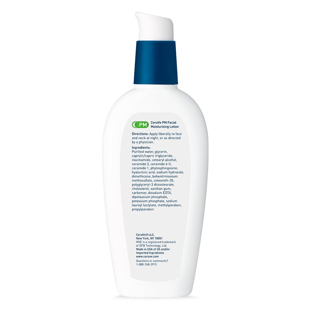 Buy ​CeraVe PM Facial Moisturizing Lotion, Night Cream with Hyaluronic Acid and Niacinamide - Vitaza UK Supplements UK