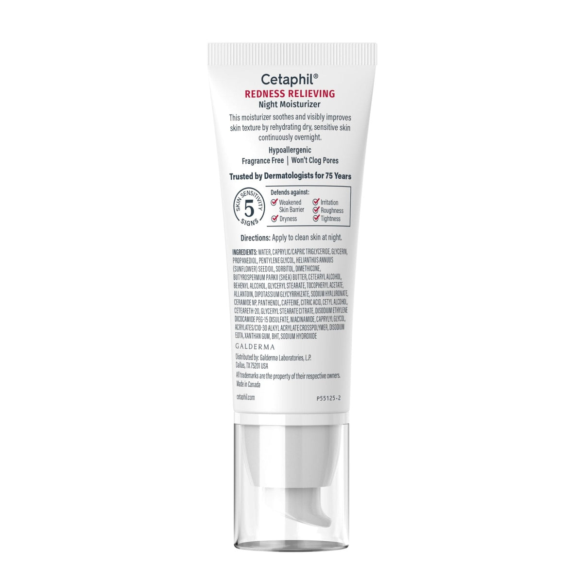 Cetaphil Night Cream, Redness Relieving Night Moisturizer for Face, 1.7 fl oz, For Dry, Redness-Prone Skin, Hypoallergenic, Fragrance Free - Maple Wellness Supplements