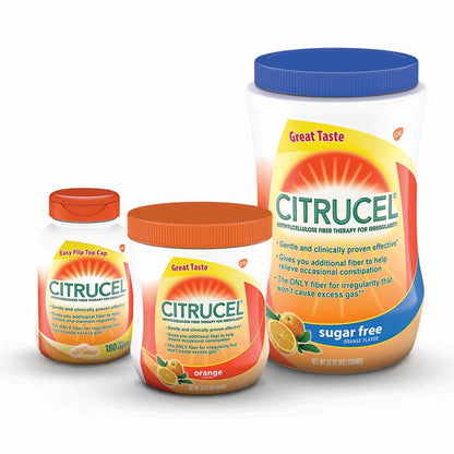 CITRUCEL Sugar Free Fiber Powder for Occasional Constipation Relief, Methylcellulose Fiber Powder, Orange Flavor - 32 Ounces - Maple Wellness Supplements