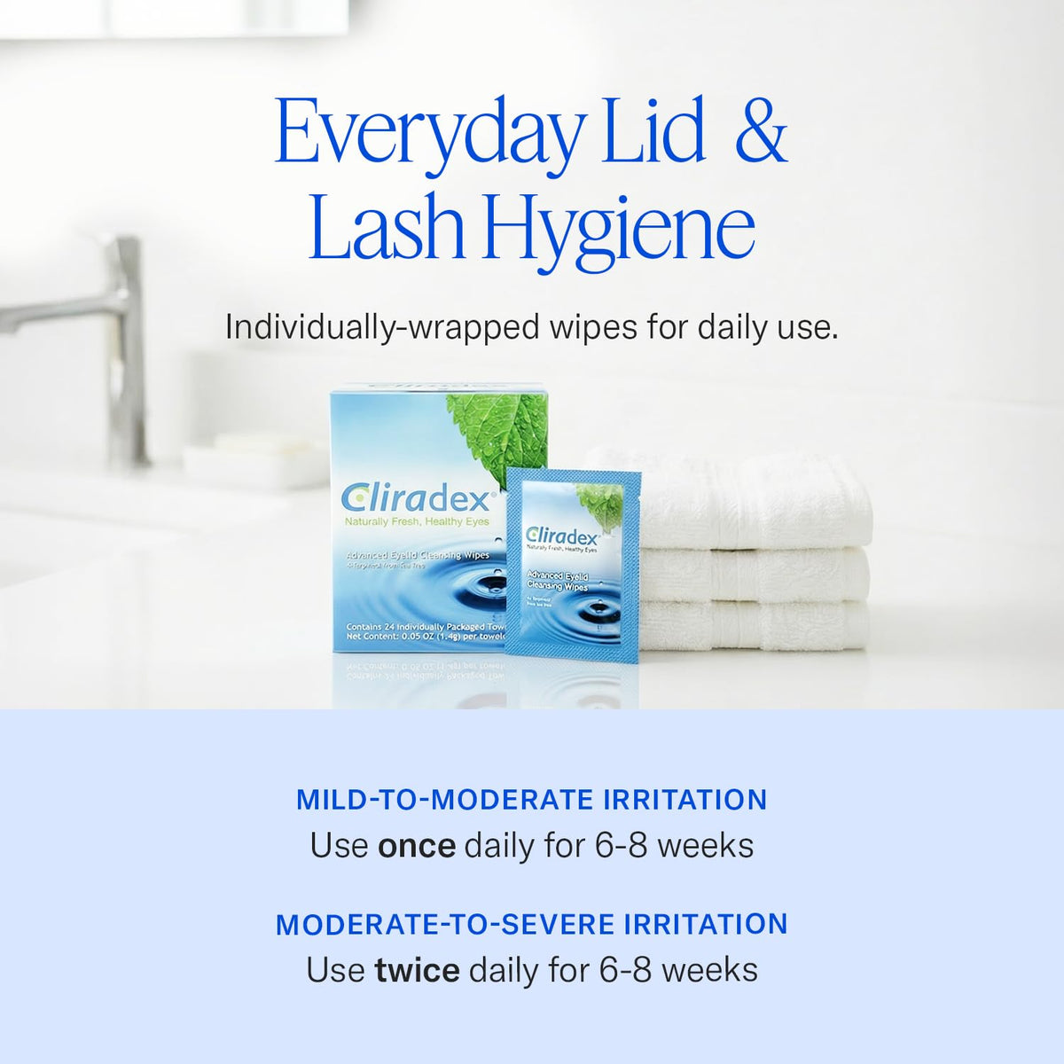 Cliradex Towelettes - Natural Face, Eyelash & Eyelid Cleanser - Wipes for Demodex, Blepharitis, Mgd and Red Irritated Eye Lid - Maple Wellness Supplements