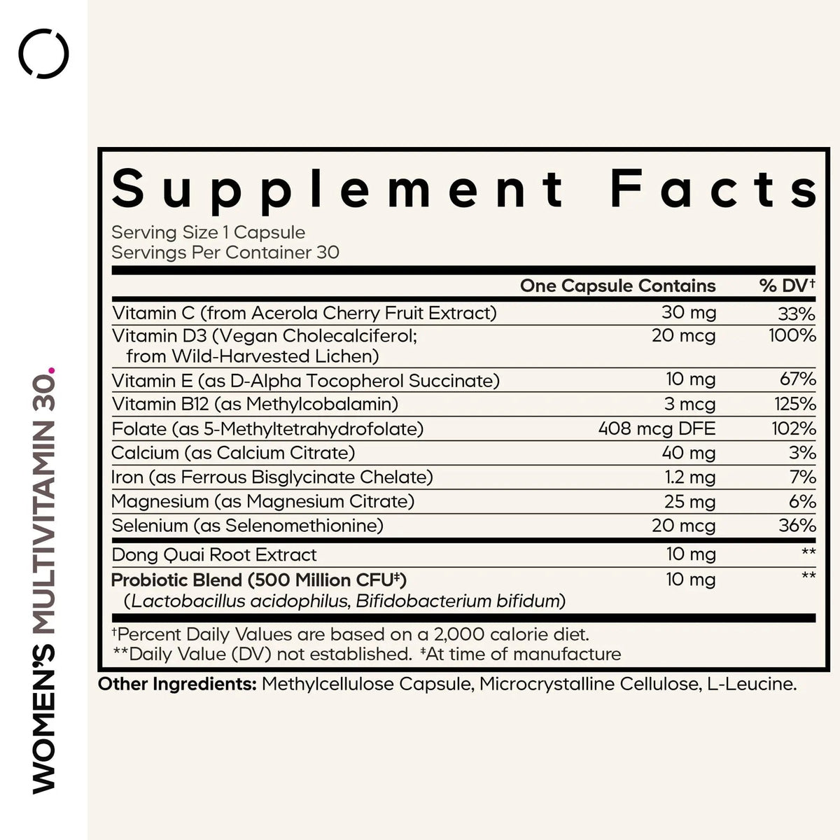 Codeage Women’s Multivitamin - Vitamins A, C, D3, E, B6, B12, Folate, Calcium, Magnesium, Iron, Dong Quai, Probiotics - 1 Capsule Per Serving - Maple Wellness Supplements