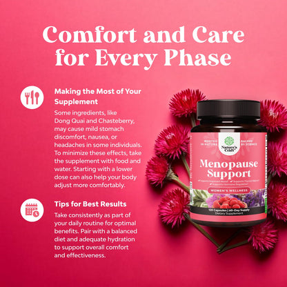 Complete Herbal Menopause Supplement for Women - Female Hormone Balance Capsules for Night Sweats Hot Flashes & Mood Swings with Dong Quai, Chaste Berry & Black Cohosh Root - 120 Count Pack - Maple Wellness Supplements