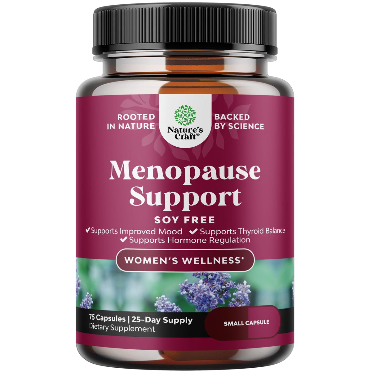Complete Herbal Menopause Supplement for Women - Soy Free Female Hormone Balance Capsules for Night Sweats Hot Flashes & Mood Swings with Dong Quai, Chaste Berry & Black Cohosh Root - 75 Count - Maple Wellness Supplements
