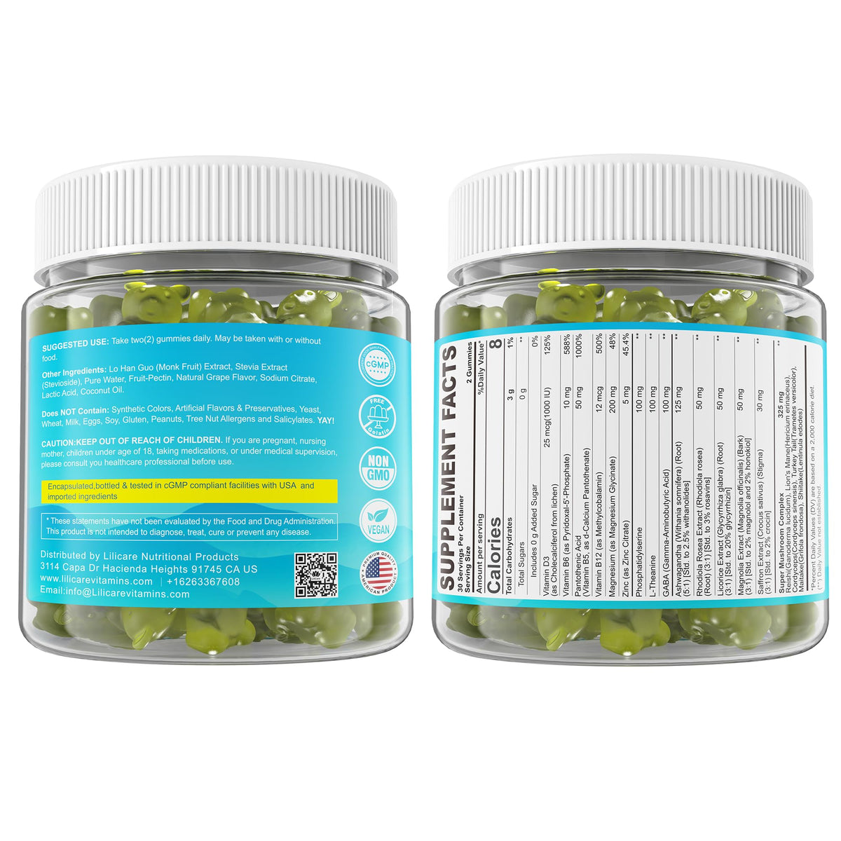 Cortisol Gummies for Women & Men, Sugar Free Cortisol Reducer Supplements w/ Magnesium, Ashwagandha, Mushroom, L-theanine, Rhodiola, Vitamin B6 B12 for Cortisol Detox, Relax, Sleep Support 2 Pack - Maple Wellness Supplements