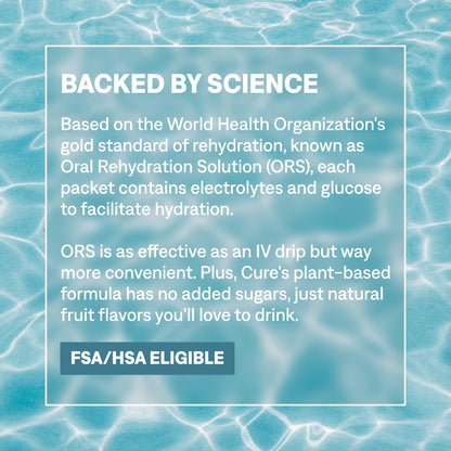 Cure Hydration | Plant-Based Electrolyte Drink Mix | No Added Sugar | FSA-HSA | Dehydration Relief Powder Made with Coconut Water | Non-GMO | Vegan - Maple Wellness Supplements