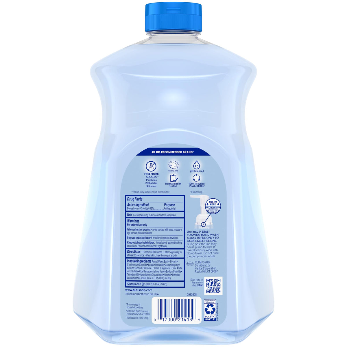 Dial Antibacterial Defense Foaming Hand Soap + Aloe, Spring Water Scent, 52 Fl Oz Hand Soap Refill - Maple Wellness Supplements