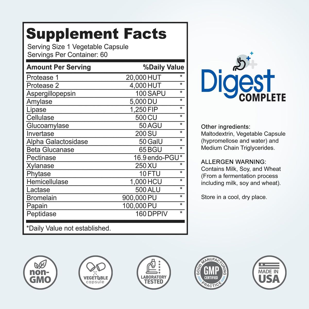 Digest Complete 2-in-1 Probiotic Digestive Enzymes, 60 Capsules - Maple Wellness Supplements