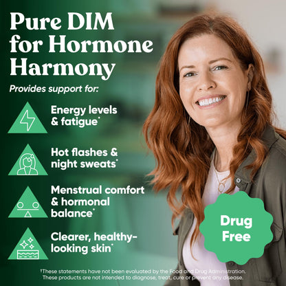DIM Supplement Pure 200 Mg for Women or Men - Estrogen Hormone Balance Supplement for Energy, Fatigue, Stress, Menopause, Hot Flashes - Enhanced Bioavailability BioPerine - 60 Vegan Soft Capsules - Maple Wellness Supplements