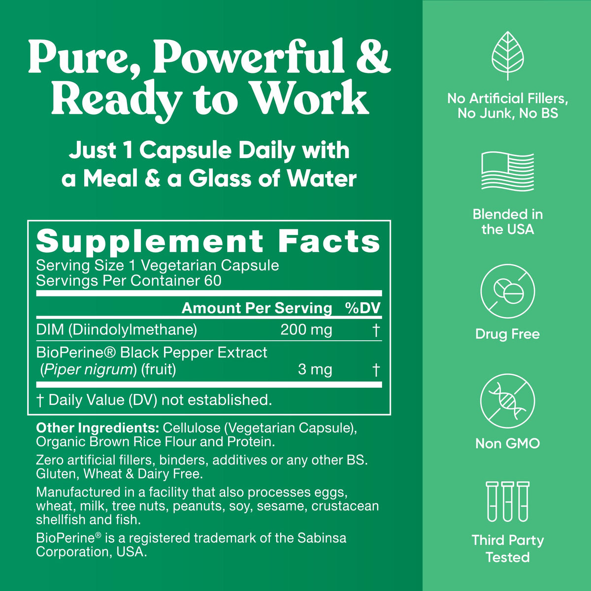 DIM Supplement Pure 200 Mg for Women or Men – Estrogen Hormone Balance Supplement for Energy, Fatigue, Stress, Menopause, Hot Flashes – Enhanced Bioavailability BioPerine – 60 Vegan Soft Capsules - Maple Wellness Supplements