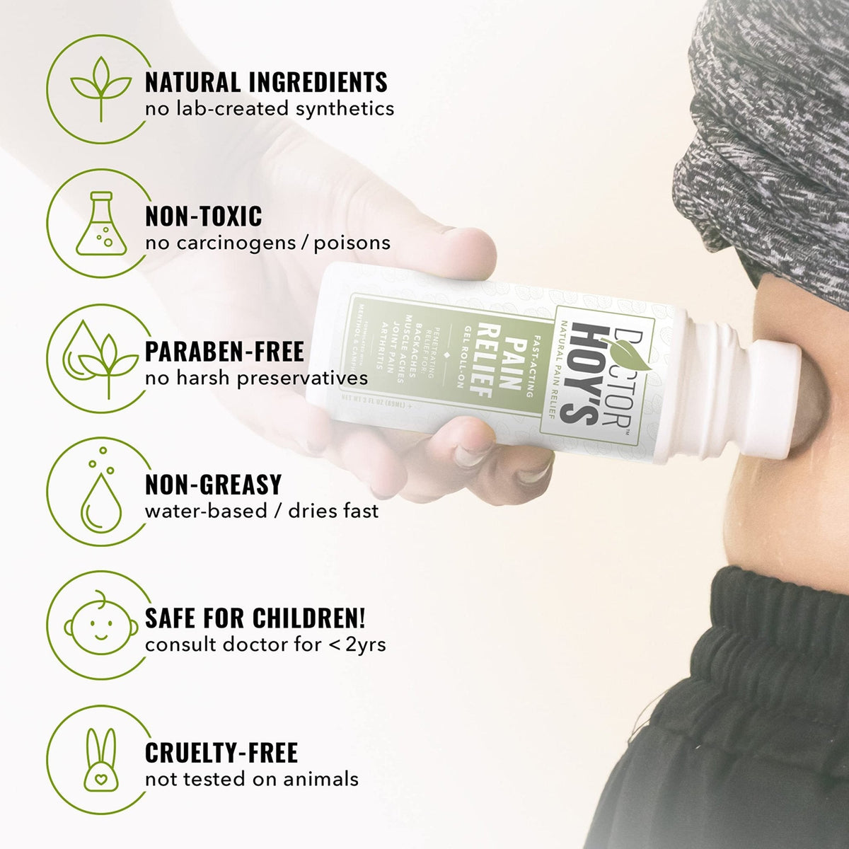 DOCTOR HOY'S Natural Pain Relief Gel, Water Based with Arnica, Anti-Inflammatory, Clean, Safe and Effective Natural Pain Relief, 3 oz. Roll-On, 3pk - Maple Wellness Supplements