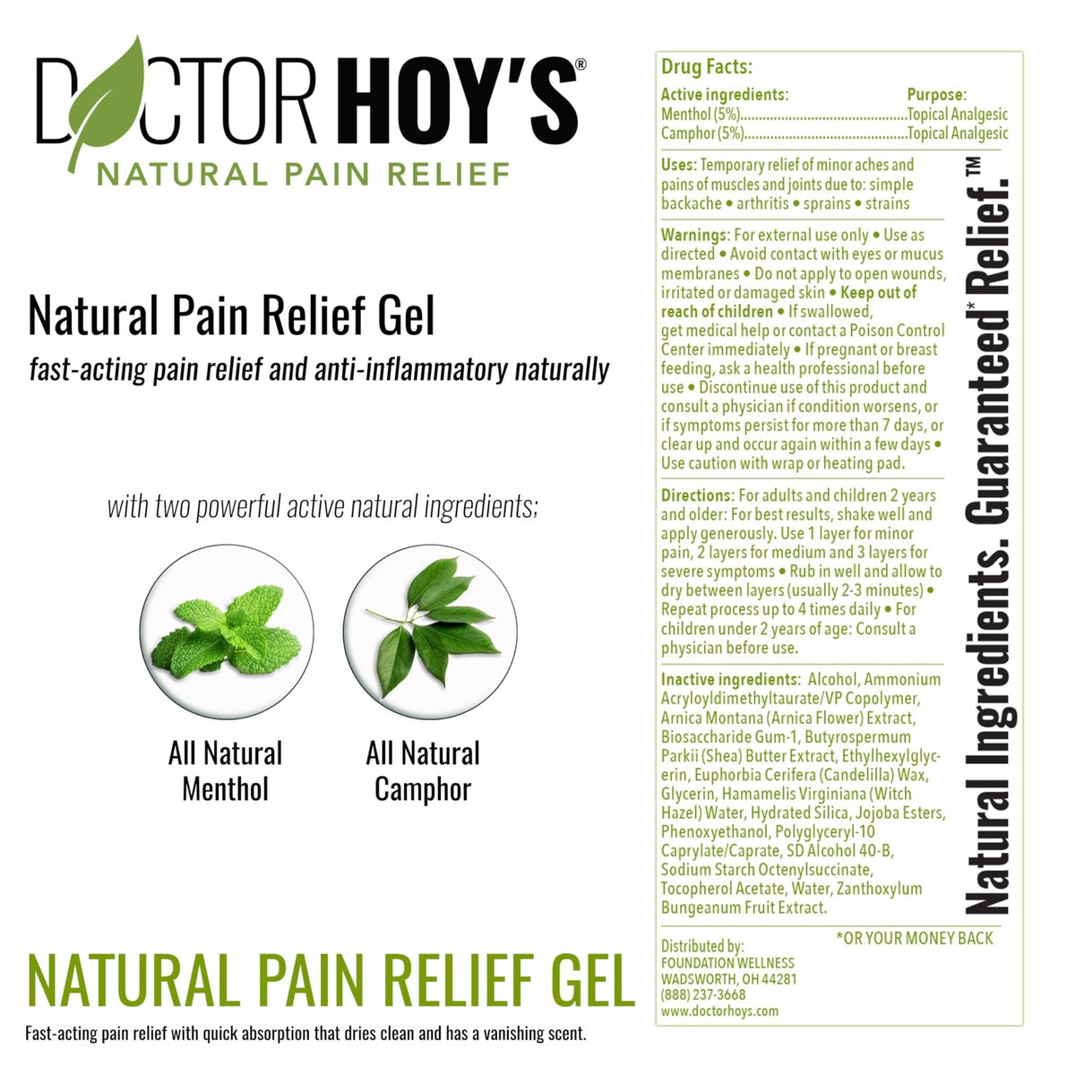 DOCTOR HOY'S Natural Pain Relief Gel, Water Based with Arnica, Anti-Inflammatory, Clean, Safe and Effective Natural Pain Relief, 3 oz. Roll-On, 3pk - Maple Wellness Supplements