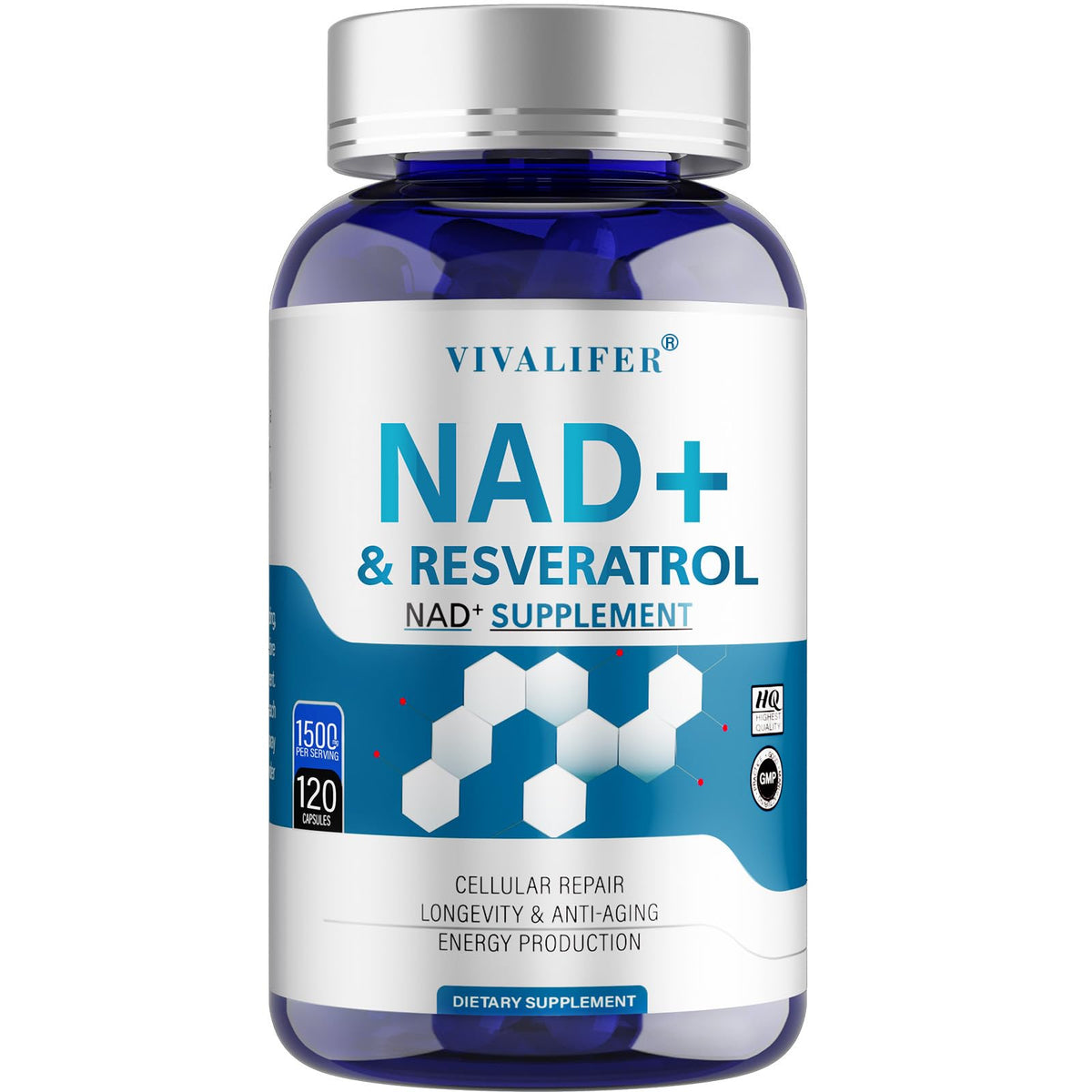 DQQI NMN Supplement Alternative 1500 mg - 120 Capsules (40 Day Supply) High Purity NAD+ & Resveratrol for Anti-Aging, Antioxidant Support, Energy & Focus Boost - Maple Wellness Supplements