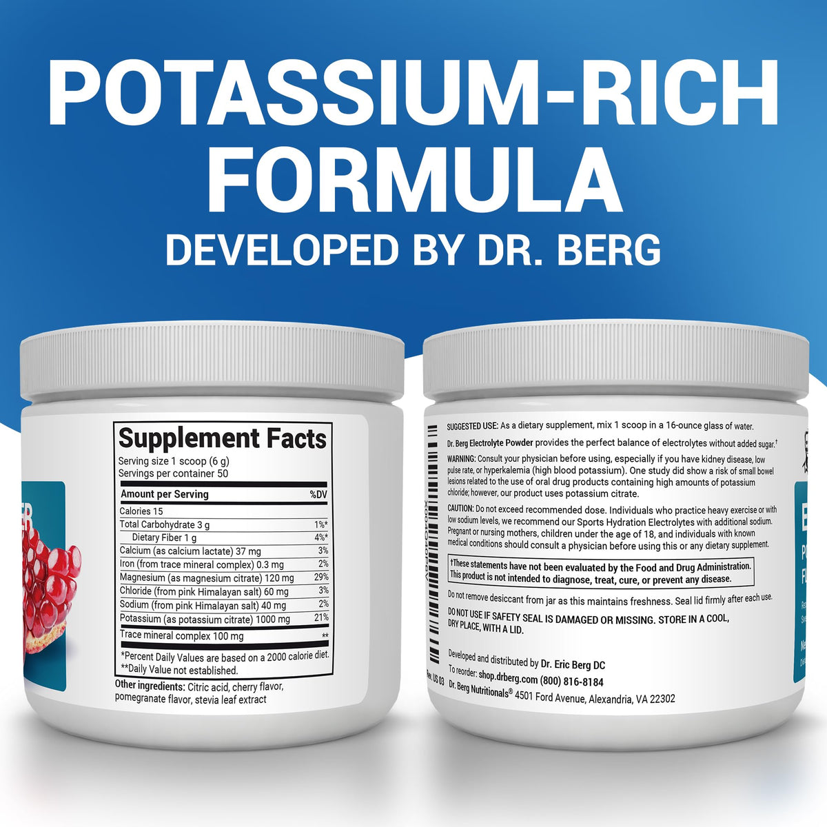 Dr. Berg Zero Sugar Hydration Keto Electrolyte Powder - Enhanced w/ 1000 mg of Potassium & Real Pink Himalayan Salt (NOT Table Salt) - Maple Wellness Supplements