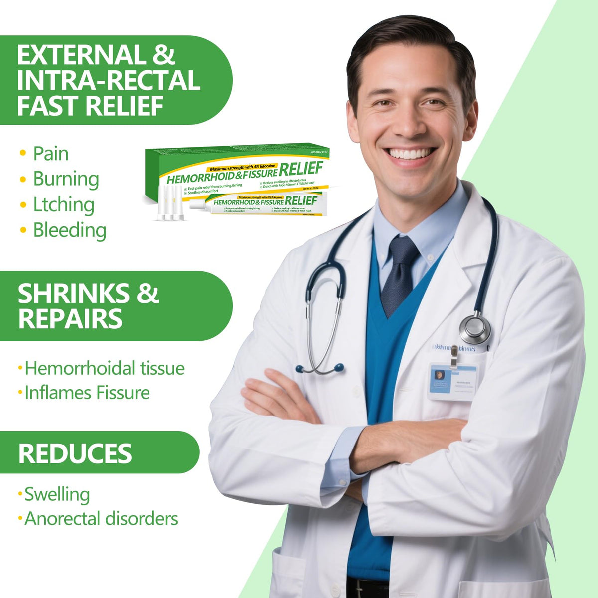 Dr.Goddyik Hemorrhoids and Fissure Relief Cream,Hemorrhoid Ointment for Hemorrhoid Treatment Fast Acting Relief of Pain, Swelling - Maple Wellness Supplements