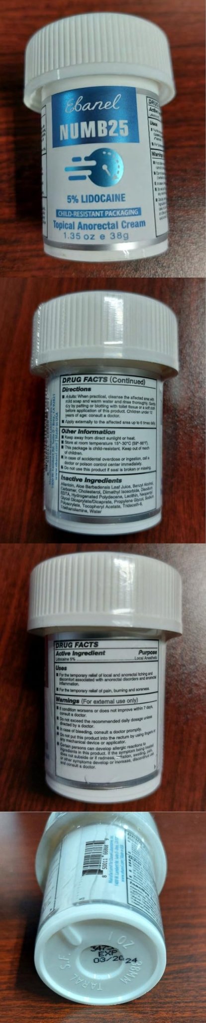 Ebanel 5% Lidocaine Numbing Cream, Pain Relief Burn Itch Numb Cream, Maximum Strength Numb25 Topical Anesthetic with Allantoin, Vitamin E for Local and Anorectal Uses, Hemorrhoid Treatment, 1.35 Oz - Maple Wellness Supplements