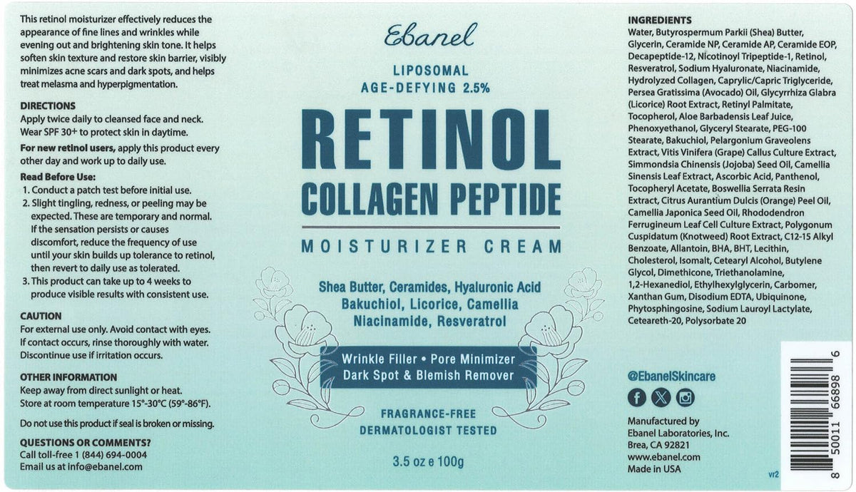 Ebanel Bundle of 10 Pack Bubble Clay Masks, and 2.5% Retinol Moisturizer - Maple Wellness Supplements