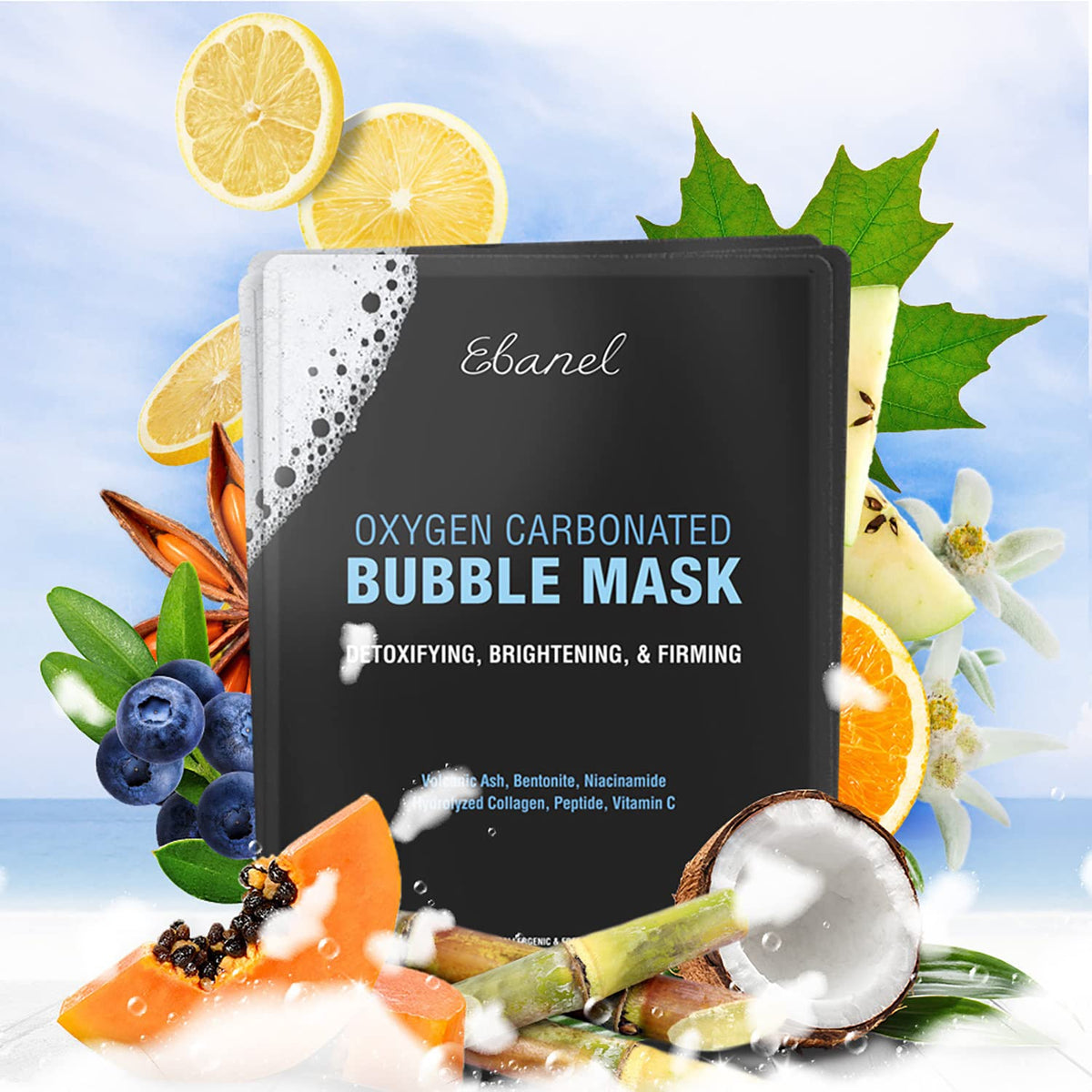 Ebanel Bundle of 10 Pack Bubble Clay Masks, and Exfoliating Face Scrub Peeling Gel Mild 4.12 Oz - Maple Wellness Supplements