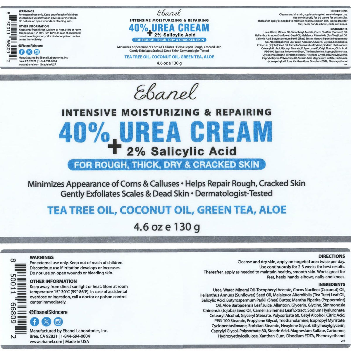 Ebanel Bundle of 40% Urea Cream 2-Pack and Callus Remover Gel - Maple Wellness Supplements