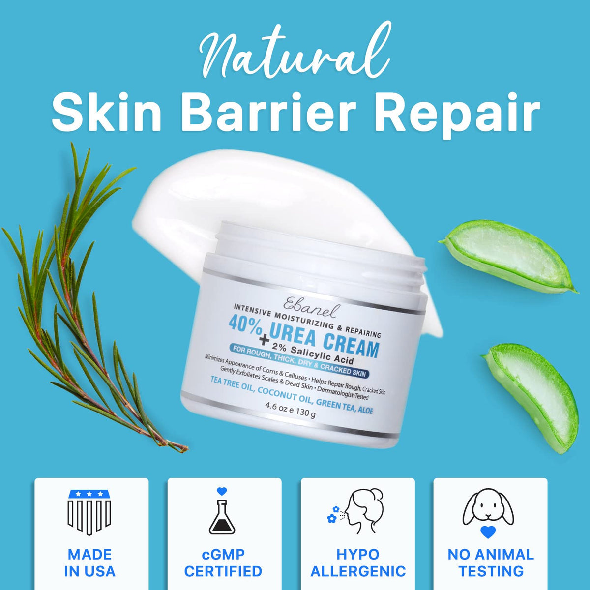 Ebanel Bundle of Fungus Treatment 1 Oz, and 2 Pack 40% Urea Cream 4.6 Oz - Maple Wellness Supplements