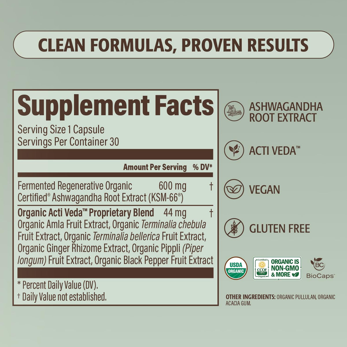 ELEVATE ORGANIC Regenerative Fermented KSM-66 Ashwagandha Vegan Capsules with Acti Veda™ (600mg, 30 Servings), Up to 150% More Effective Than KSM-66 Alone - Maple Wellness Supplements