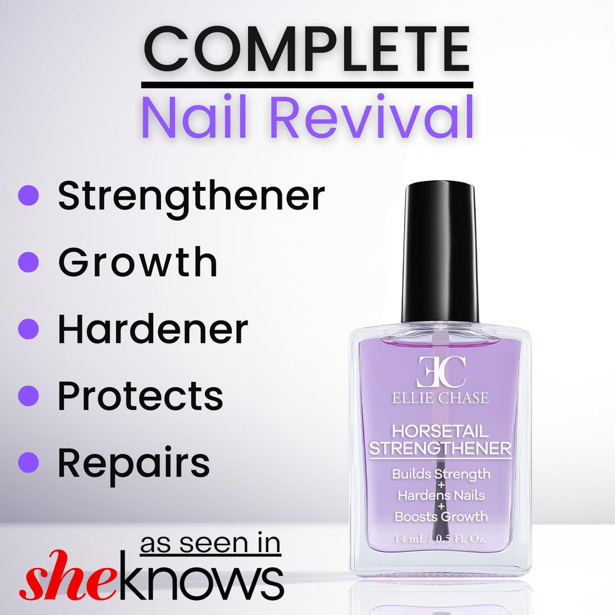 Buy ​Ellie Chase Horsetail Nail Strengthener, Growth, Hardener, Repair Treatment Polish 0.5 OZ/Help Splits, Breaks, Thin, Weak - Vitaza UK Supplements UK