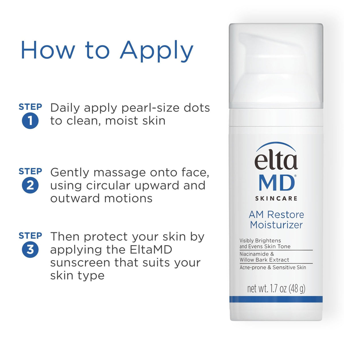 EltaMD AM Restore Face Moisturizer for Women and Men, Light Moisturizer Face Cream, Made with Niacinamide and Hyaluronic Acid, 1.7 oz Pump - Maple Wellness Supplements
