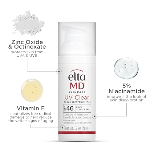 Buy ​EltaMD UV Clear Face Sunscreen SPF 46, Oil Free for Face with Zinc Oxide, Dermatologist Recommended Sunscreen Lotion - Vitaza UK Supplements UK