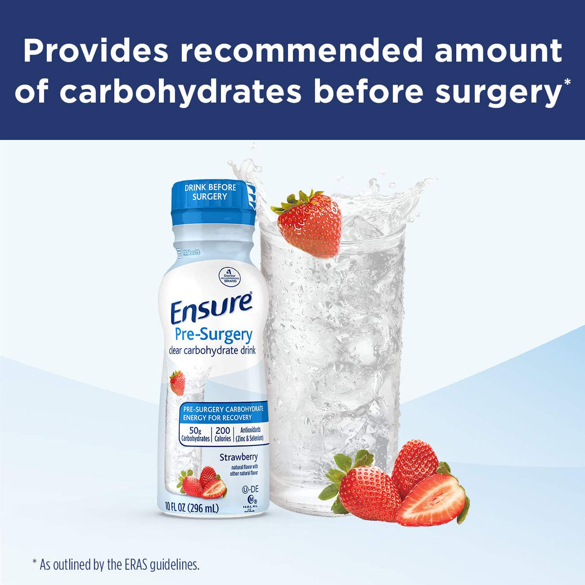 Ensure Pre-Surgery, Clear Carbohydrate Drink, Strawberry, 10 fl oz, 4 Count - Maple Wellness Supplements