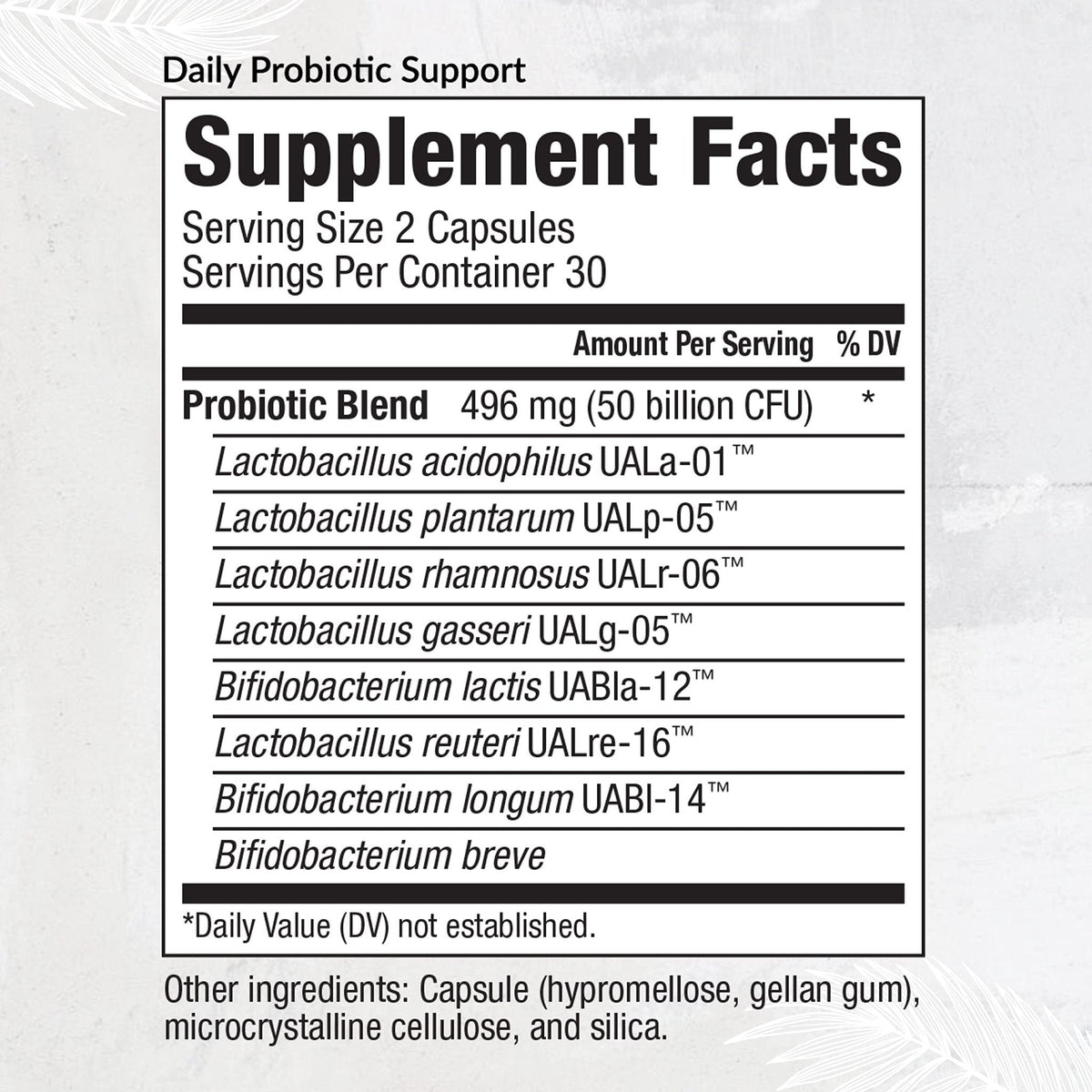 Equilife Daily Probiotic Support, 50 Billion CFU, 8 Probiotic Strains, Digestive and Gut Health Supplement for Men and Women, Gluten Free, Soy and Dairy Free - Maple Wellness Supplements