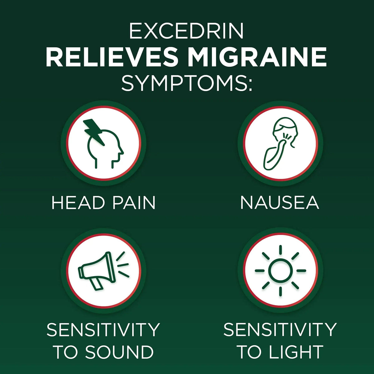 Excedrin Migraine Relief Caplets for Migraine Symptoms, Acetaminophen 250mg, Aspirin 250mg, Caffeine 65mg, Pain Reliever, 100 Count - Maple Wellness Supplements