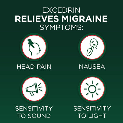Excedrin Migraine Relief Caplets for Migraine Symptoms, Acetaminophen 250mg, Aspirin 250mg, Caffeine 65mg, Pain Reliever, 24 Count - Maple Wellness Supplements