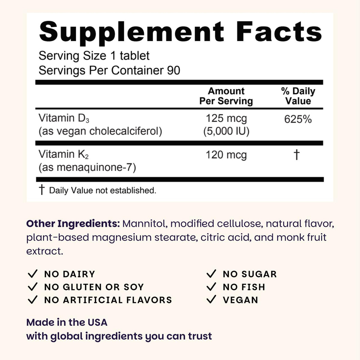 EZ Melts Dissolvable Vegan Vitamin D3 + K2 5,000 IU - Bone & Heart Health Support - Immune Function Support - No Artificial Flavors - Non-GMO - Green Apple - Maple Wellness Supplements